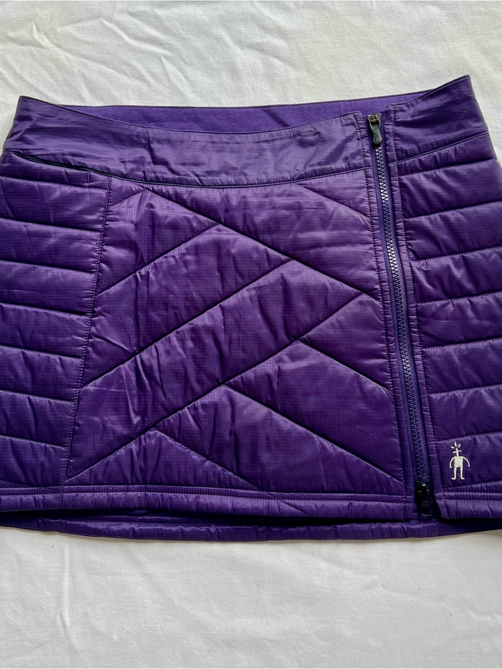 Smartwool Quilted Puffer Mini Skirt Purple Side Zip Wool Blend Snow Ski Resort